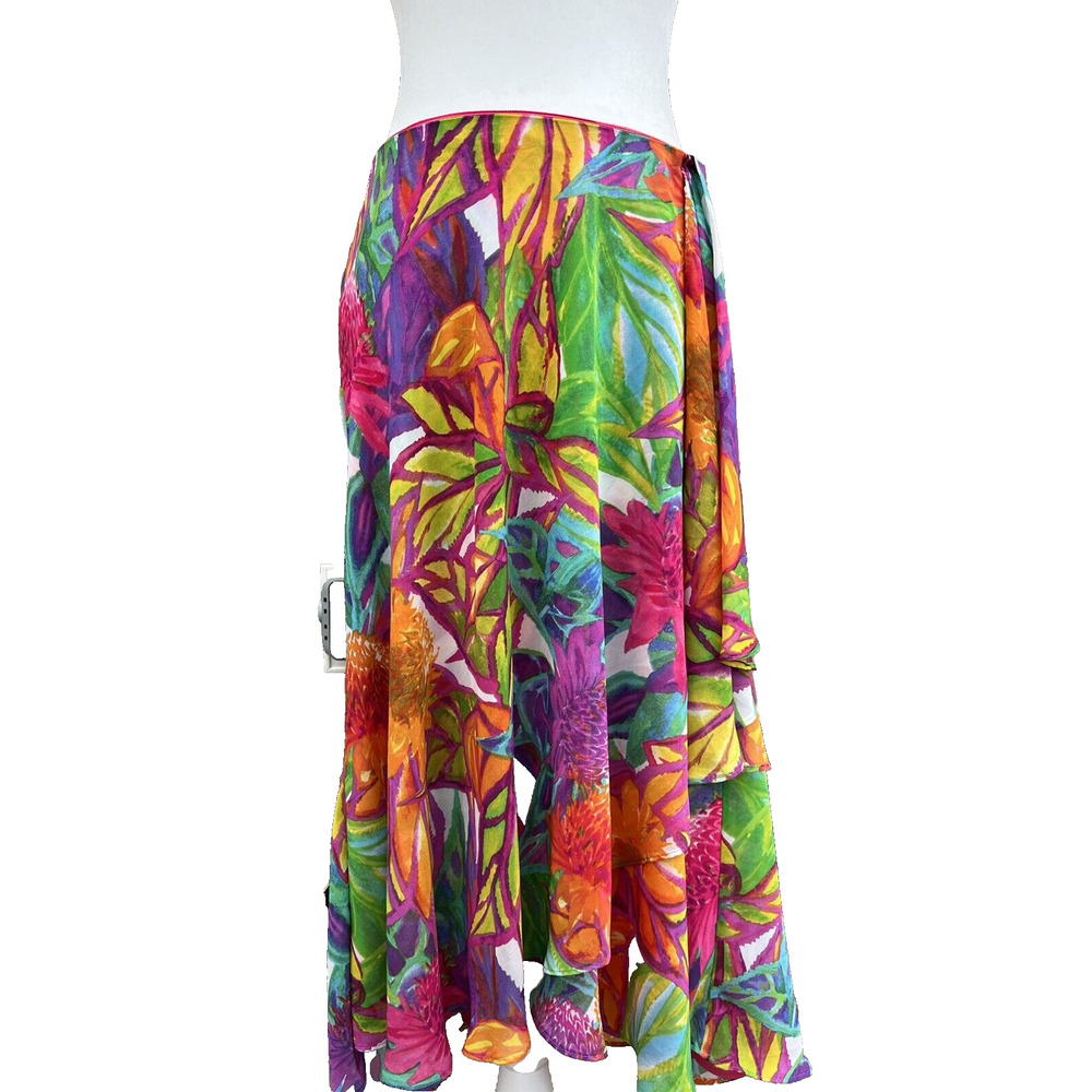 Ralph Lauren flower women skirt flare size 10 multicolored A000279 - Picture 4 of 8